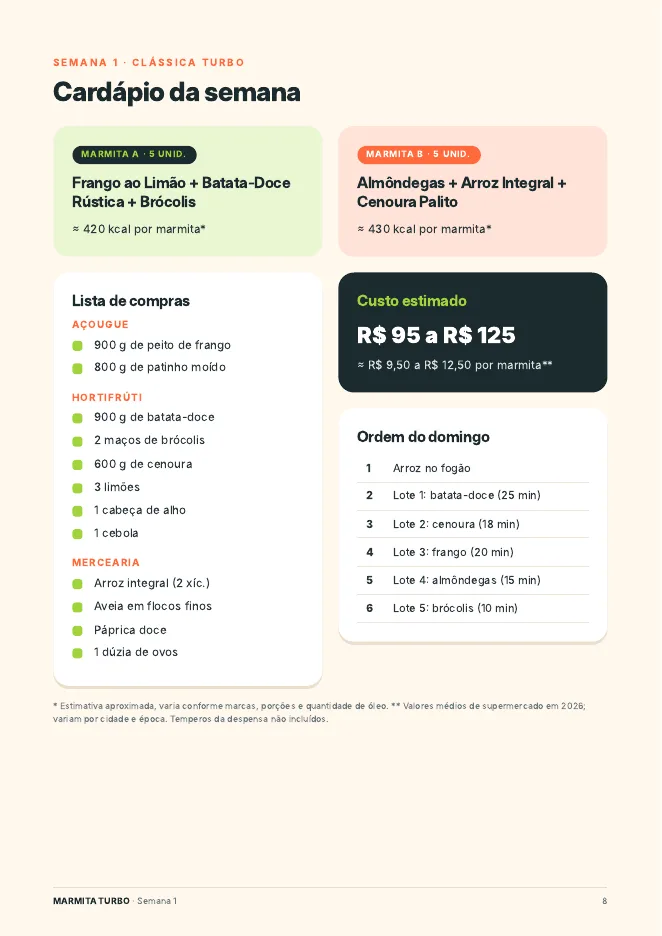 Cardápio da semana